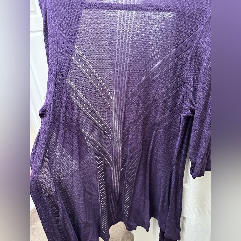 Women's Purple Open-Front Sweater - Picture 10 of 13